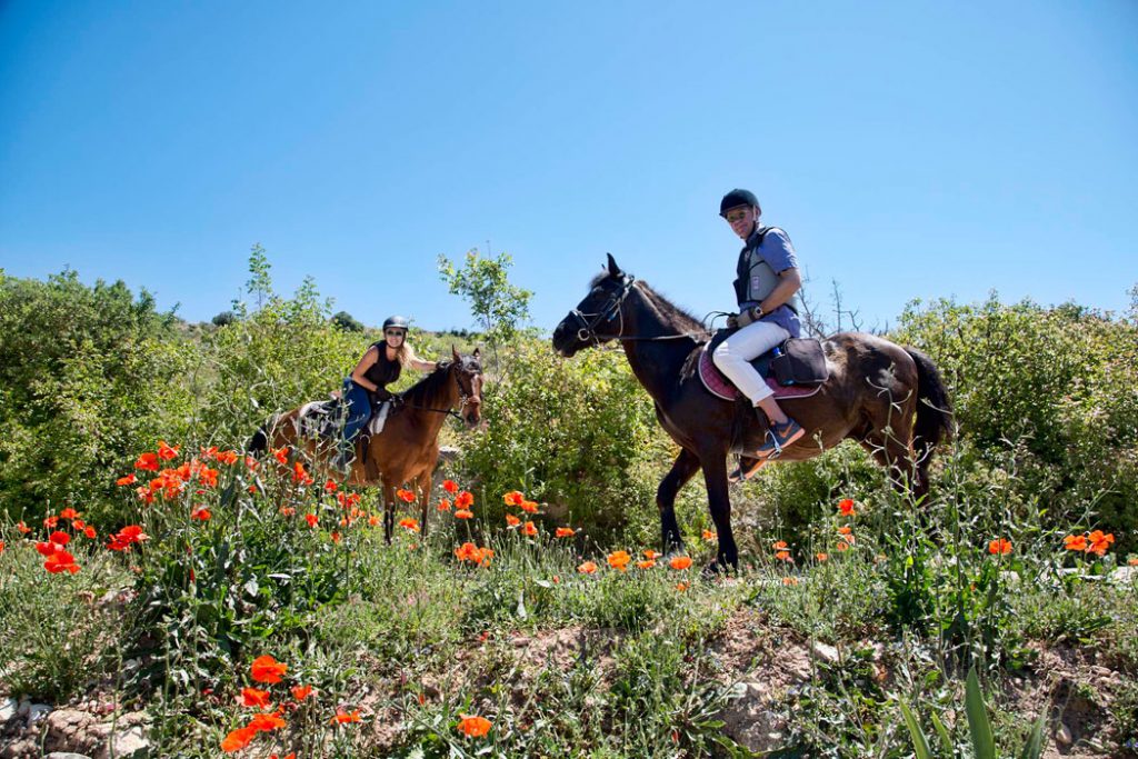 Vibeke Montero og jeg på ridetur på Kypros, før noen av oss visste at det var blogg på gang. Foto: Marita Bø