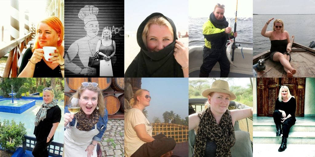 Verden rundt med Helle. Et utvalg. Foto: Privat