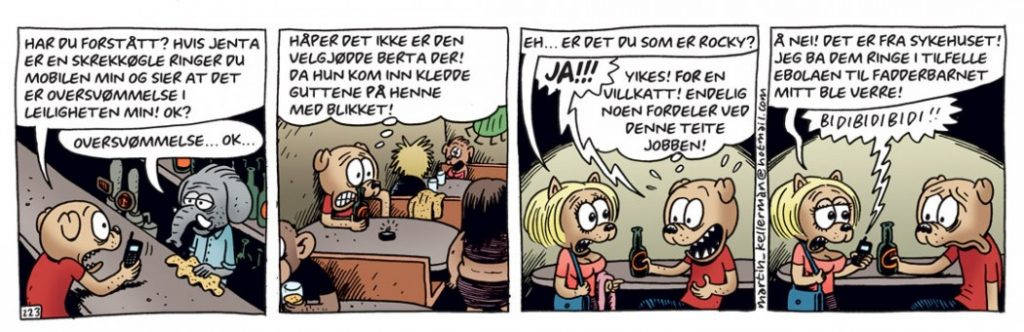 Med samme mynt... Rockystripe nummer 223, 1999. Faksimile: Martin Kellerman/Bestselgerforlaget