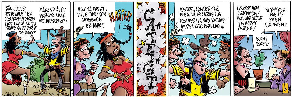 Månestråle gjør seg enda bedre i Pondus enn Sølvpilen. Faksimile: Frode Øverli/Egmont Publishing