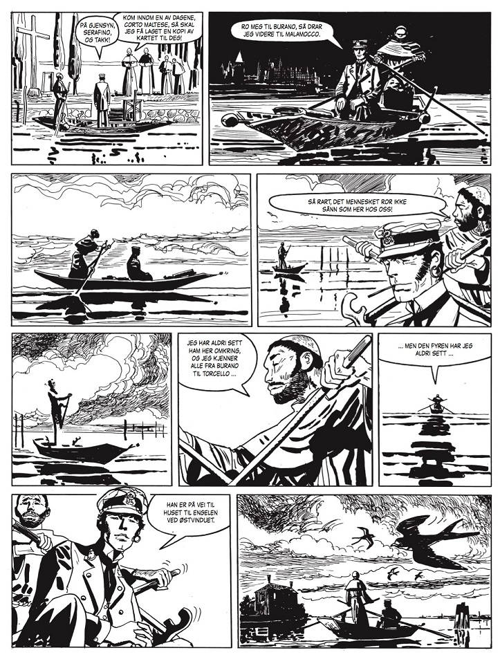 Corto Maltese i Venezia i albumet Keltiske ballader. © Cong, Sveits. Gjengitt med tillatelse fra Minuskel forlag